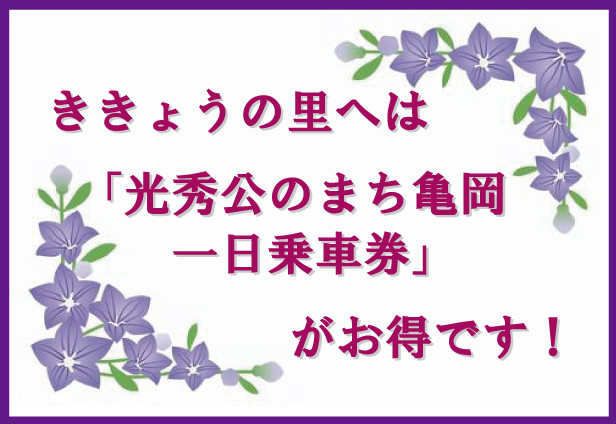 ききょうの里へは「光秀公のまち亀岡一日乗車券」がお得！